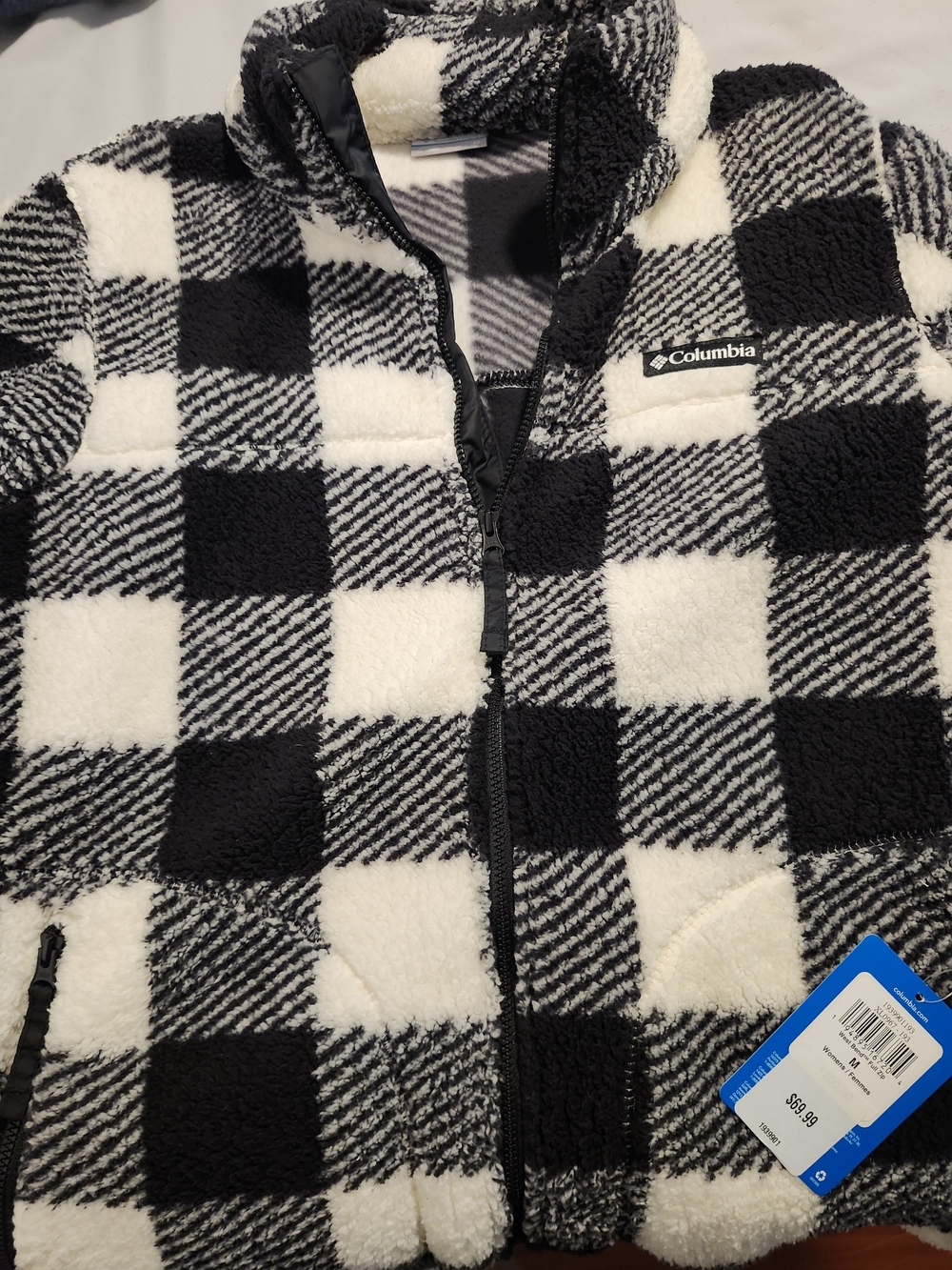 Columbia Black & White Buffalo Check Sherpa Fleece Jacket